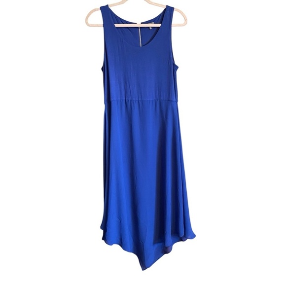 Vince Camuto Sleeveless Scoop Neck Blue Asymetrical MIDI Dress- Size Medium - Picture 1 of 11